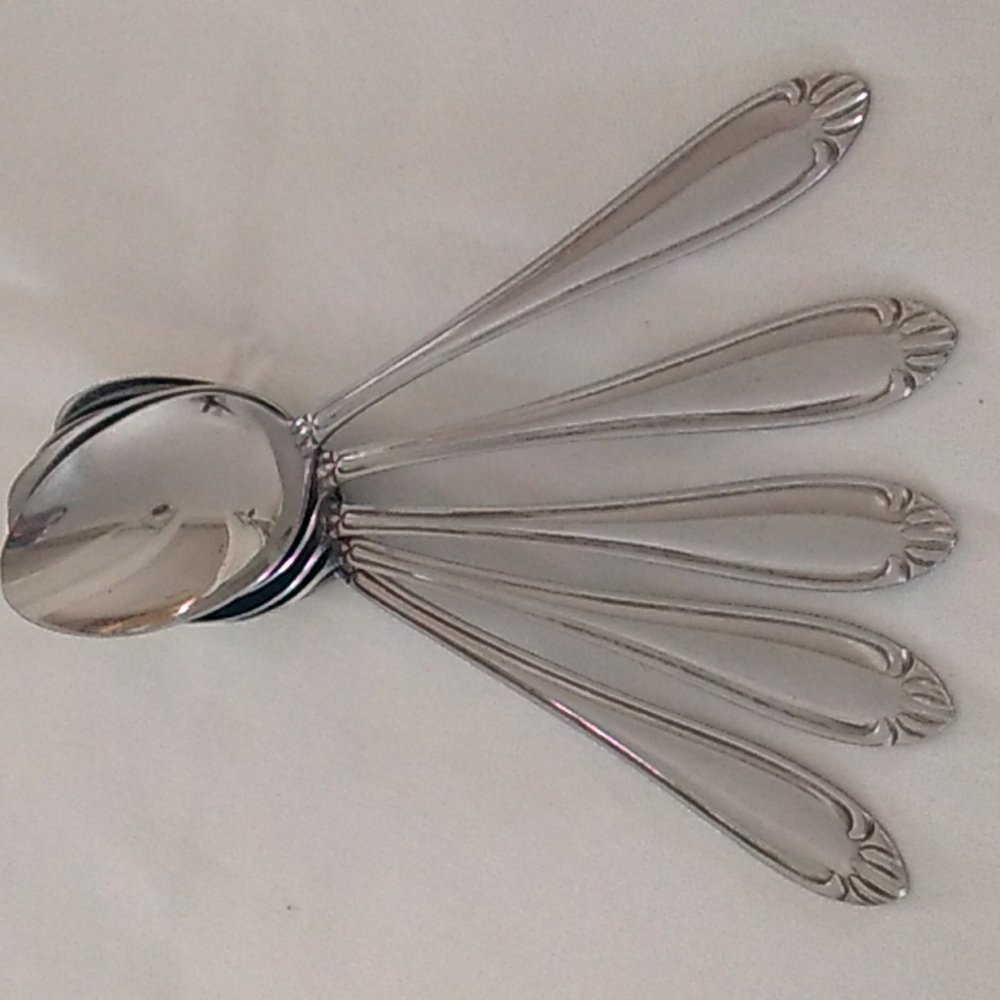 Hampton Silversmiths ABIGAIL 5 Soup Spoons Glossy Stainless Flatware